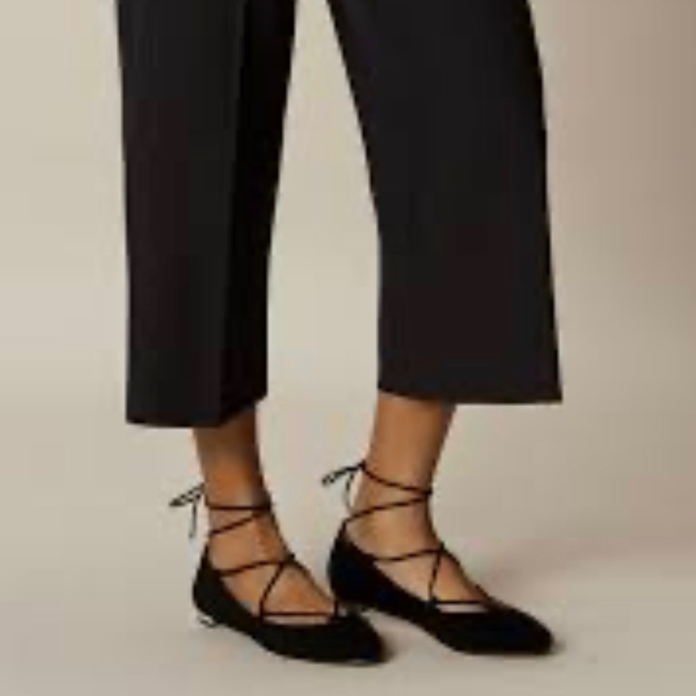 Karen Millen Lace Up Black Suede Flats 10 - Picture 1 of 8
